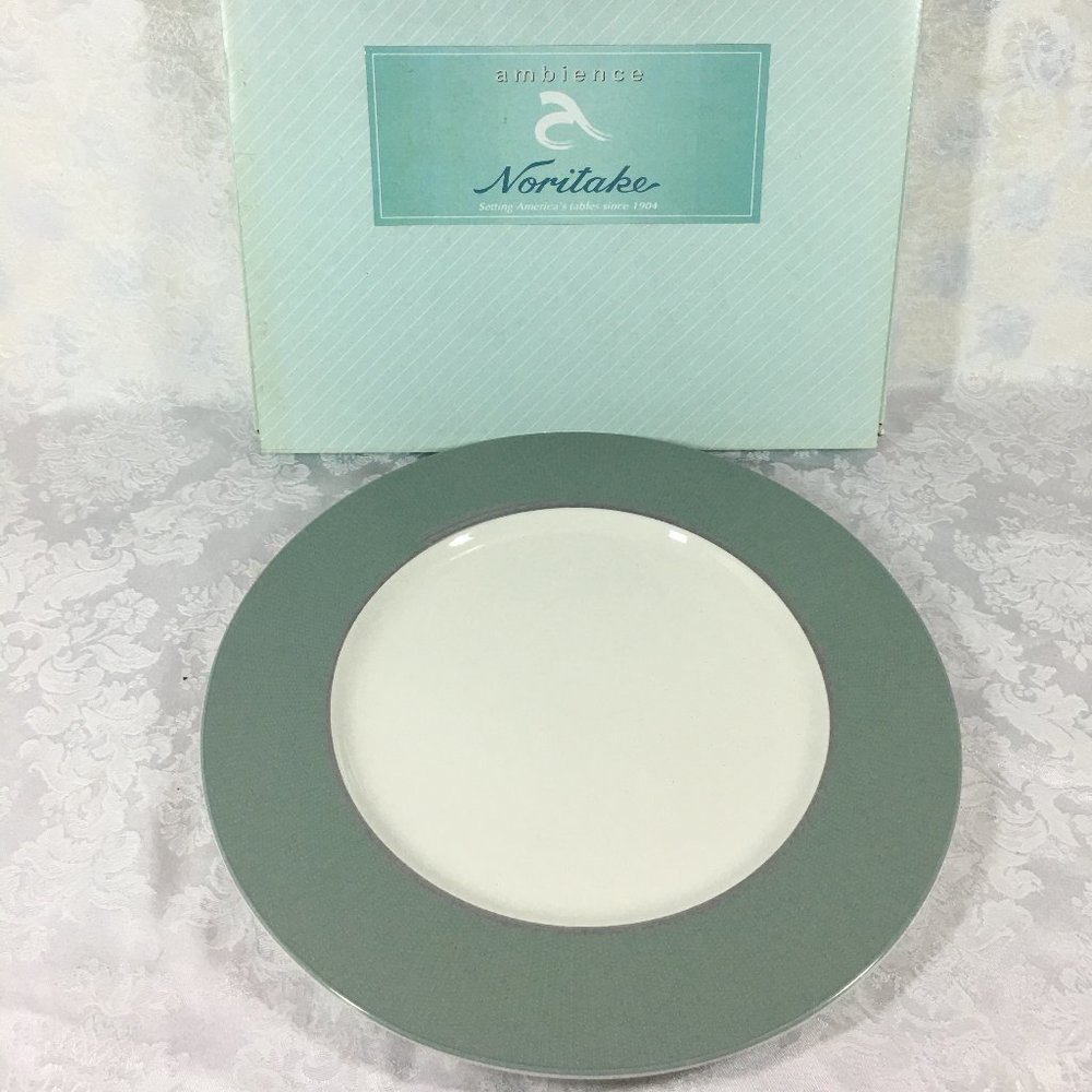 Noritake Ambience Green 12" Chop Plate Round Platter NIB